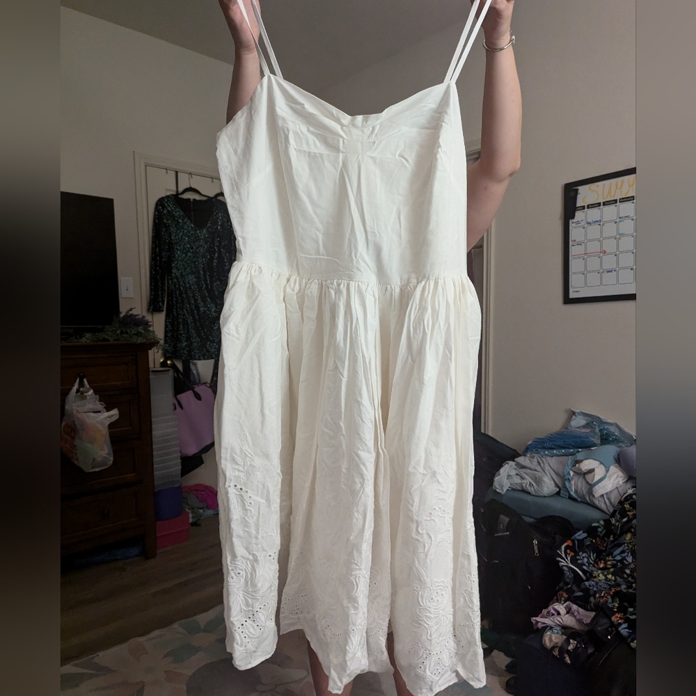 NWT Unique Vintage White Dress with Straps